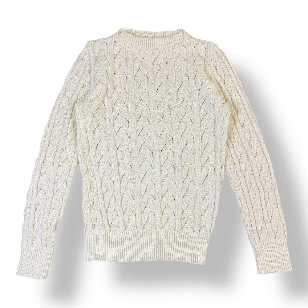 It’s Pure Gould Vintage 1970s Cream Knit‎ Sweater Size Medium Neutral Minimal